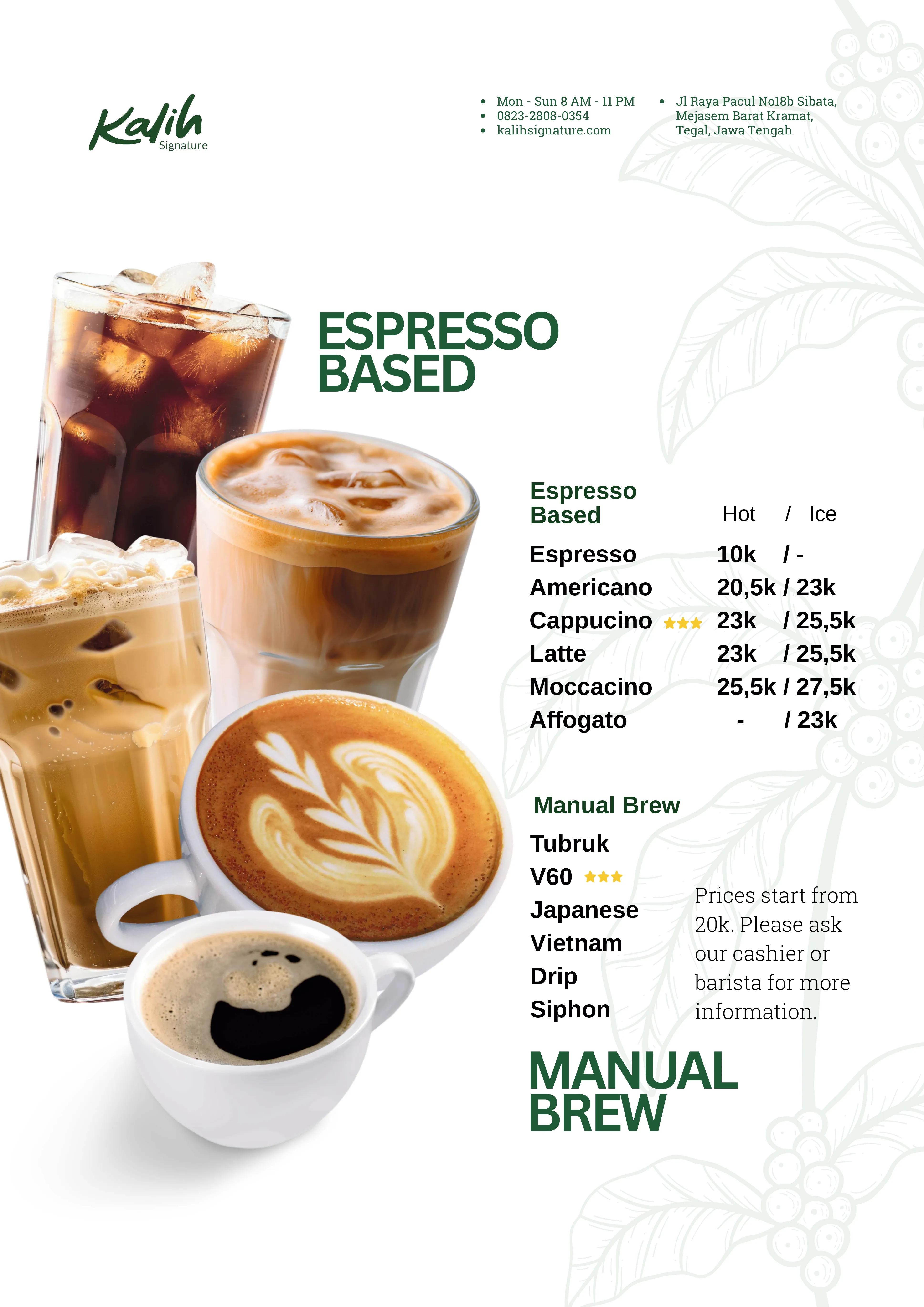 Menu Espresso Based dan Manual Brew Kalih Signature