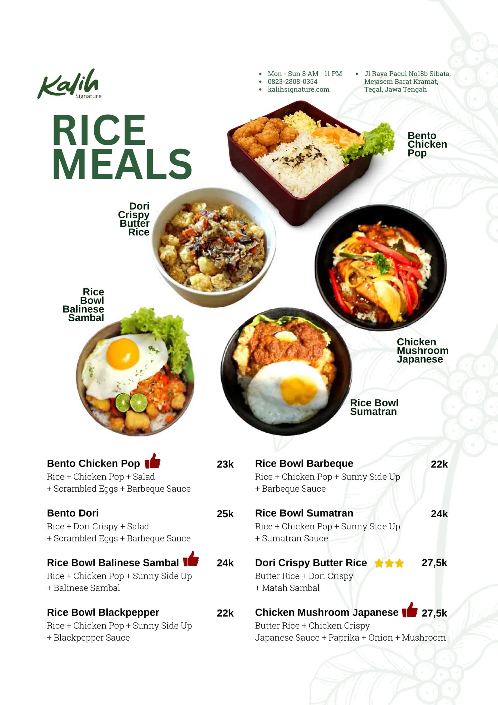 Menu Rice Meals Kalih Signature